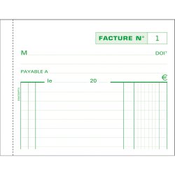 Carnet de facture Manifold Exacompta autocopiant 10,5 x 13,5 cm 50 pages double exemplaires