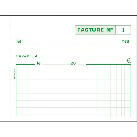 Carnet de facture Manifold Exacompta autocopiant 10,5 x 13,5 cm 50 pages double exemplaires