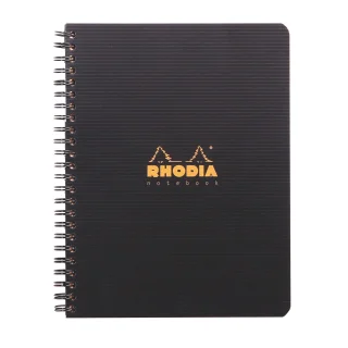 Notebook Rhodia Classic reliure intégrale 16x21 cm 160 pages petits carreaux  5x5 détachables 80g - Noir sur