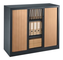 Armoire hauteur comptoir à rideaux monoblocs Eco-conçues 100 x 120 cm corps anthracite