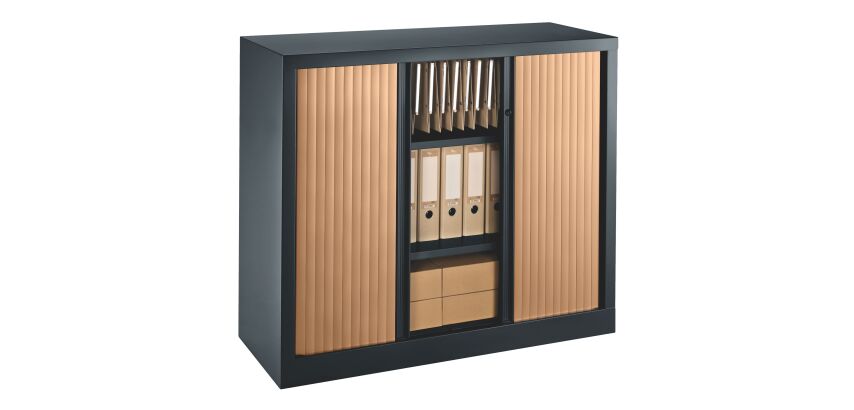 Armoire hauteur comptoir à rideaux monoblocs Eco-conçues 100 x 120 cm corps anthracite