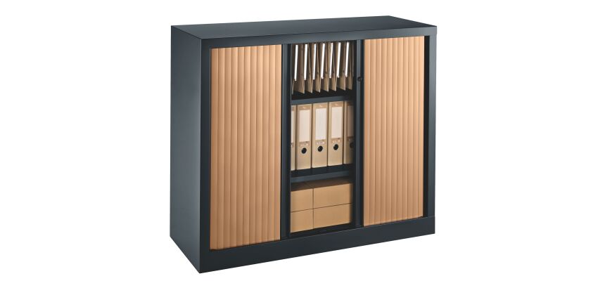 Armoire hauteur comptoir à rideaux monoblocs Eco-conçues 100 x 120 cm corps anthracite
