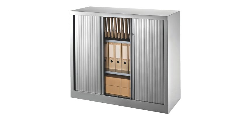Armoire hauteur comptoir à rideaux monoblocs Eco-conçues 100 x 120 cm corps aluminium