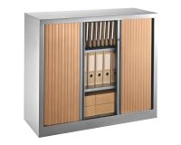 Armoire hauteur comptoir à rideaux monoblocs Eco-conçues 100 x 120 cm aluminium-hêtre