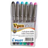 Stylo plume Pilot V-Pen Silver Designe écriture moyenne - Pochette de 6 couleurs fun