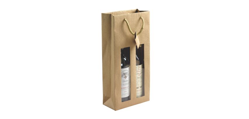 Sac 2 bouteilles kraft naturel brun - Paquet de 10