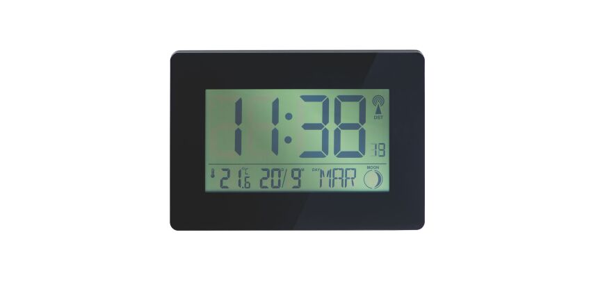 Horloge murale digitale 16,5 x 9,3 cm - Radio pilotée