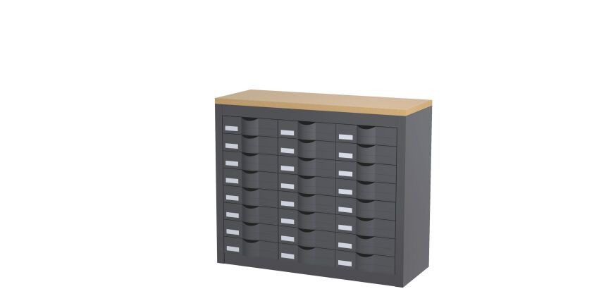 Module 3 colonnes 24 tiroirs H 75 cm Paperflow