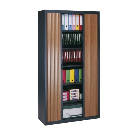 Armario de oficina metálico desmontable Armonía Alt. 220 x An. 120 cm Antracita Puertas persiana Madera 