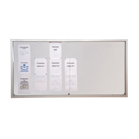Information board, light grey, sliding door, 12 sheets