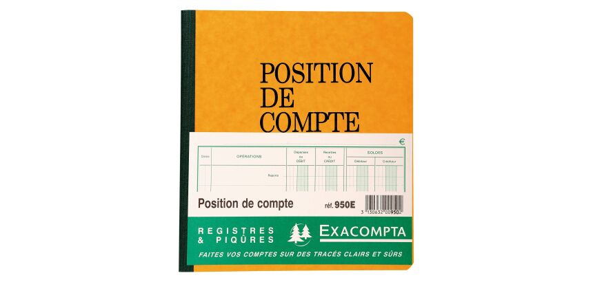 Registre piqûre position de compte Exacompta 950
