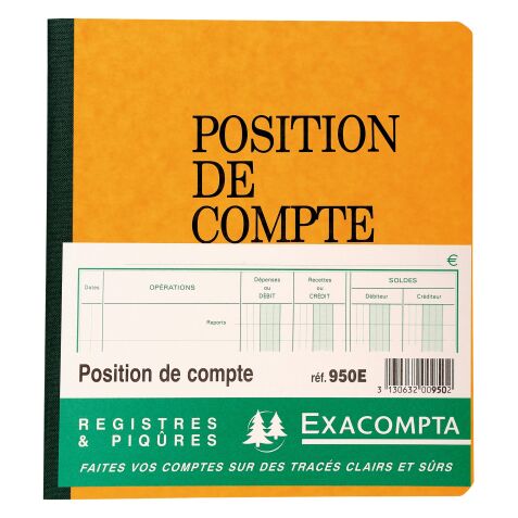Registre standard position de compte Exacompta 950E,19 x 21 cm 80 pages