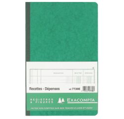 Registre piqûre recettes - dépenses 2 colonnes Exacompta 7730