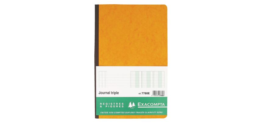 Registre standard journal 3 colonnes Exacompta 7780E, 19,5 x 32 cm 80 pages