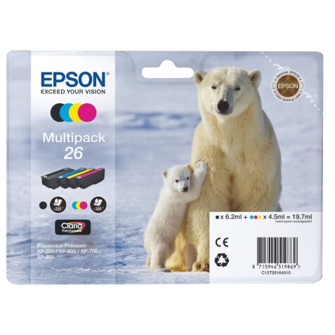 Epson 26 Pack cartouche de 4 couleurs pour imprimante jet d'encre