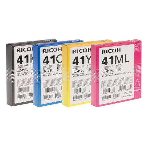 Pack von 4 Cartridges Ricoh GC41 Schwarz + Farbig