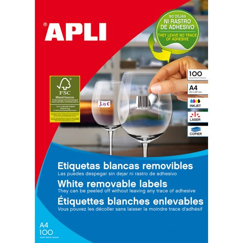 Etiquetas removibles 210 x 148 mm Apli 3059