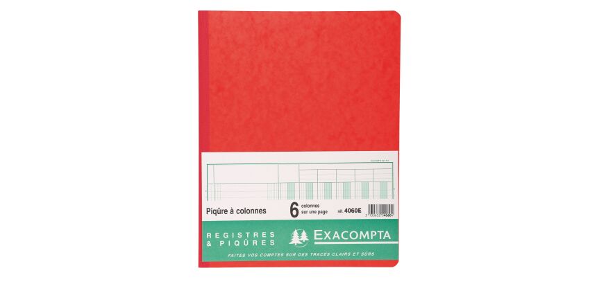 Registre piqûre 6 colonnes Exacompta 4060