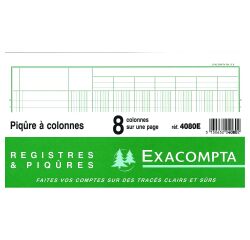 Registre piqûre 8 colonnes Exacompta 4080