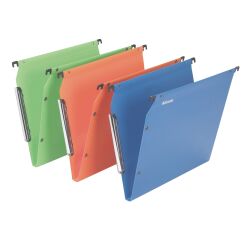 Suspension files for cabinets 33 cm, polypropylene, bottom 15 mm, assorted colours