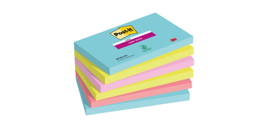 Notes couleurs Cosmic Super Sticky Post-it 76 x 127 mm - Bloc de 90 feuilles