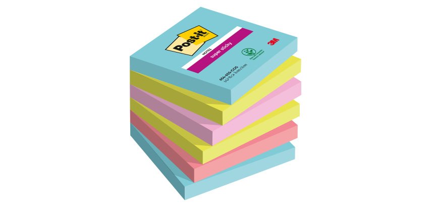 Notes couleurs Cosmic Super Sticky Post-it 76 x 76 mm - Bloc de 90 feuilles