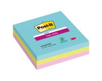 Notas adhesivas rayadas Miami Super Sticky Post-it 101x101 mm surtido- bloc de 70 hojas
