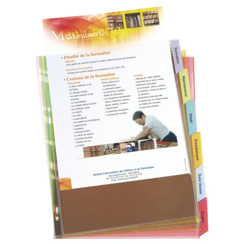 Intercalaire pochette A4+ Oxford plastique coloré 6 onglets - 1 jeu