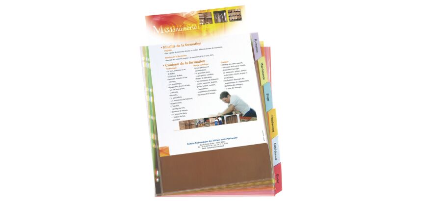 Intercalaire pochette A4+ Oxford plastique coloré 6 onglets - 1 jeu