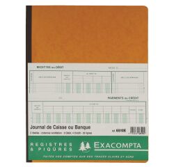 Registre comptable caisse banque Exacompta 6510E, 25 x 32 cm 80 pages