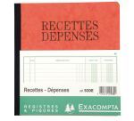 Registre Exacompta 930 piqûre recettes - dépenses 2 colonnes