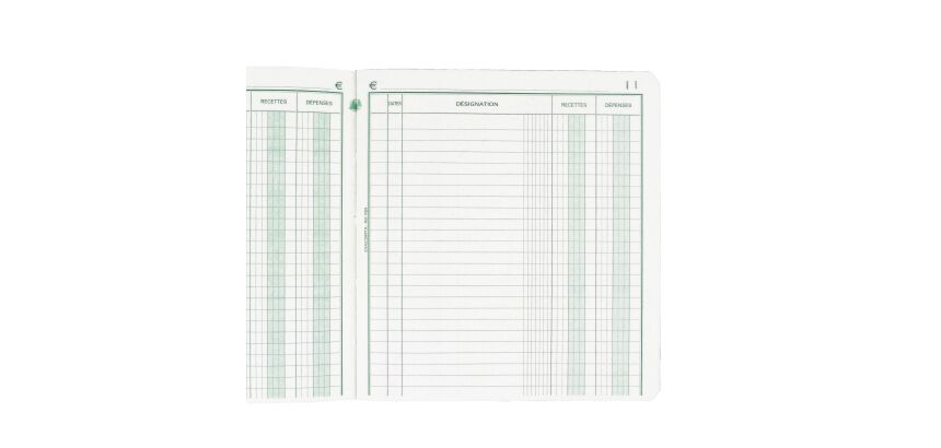 Registre Exacompta 930 piqûre recettes - dépenses 2 colonnes