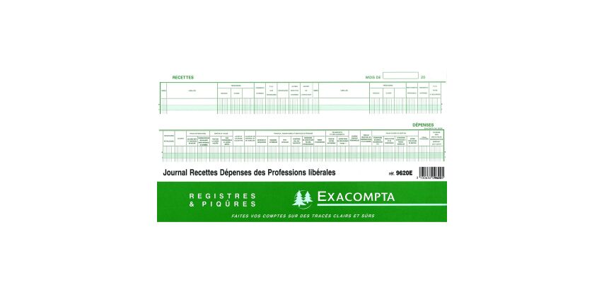 Registre imprimé spécial professions libérales Exacompta 9620E, 38 x 27 cm 80 pages