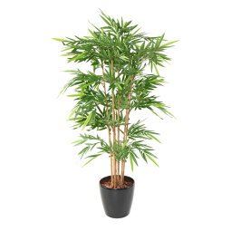 Kunstpflanze für Innen Bambus + runder Blumentopf anthrazitgrau