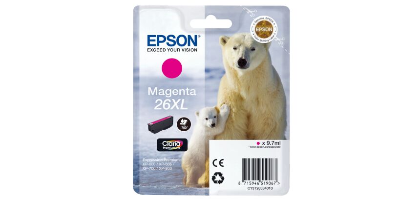 Cartouche Epson 26XL haute capacité couleurs séparées pour imprimante jet d'encre
