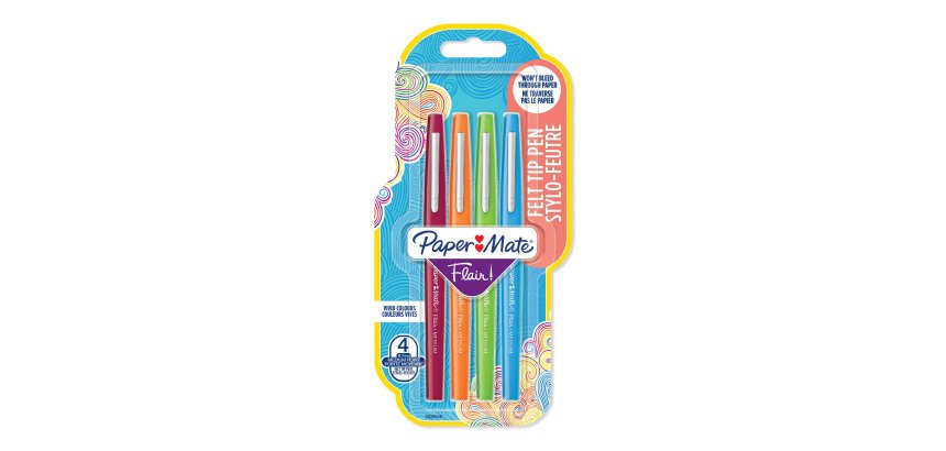 Stylo feutre Papermate Flair couleurs assorties 1 mm - Pochette de 4