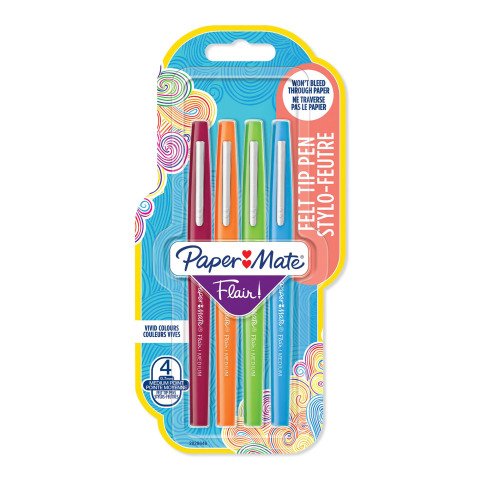 Rotulador Flair Punta media Paper Mate Estuche 4 colores
