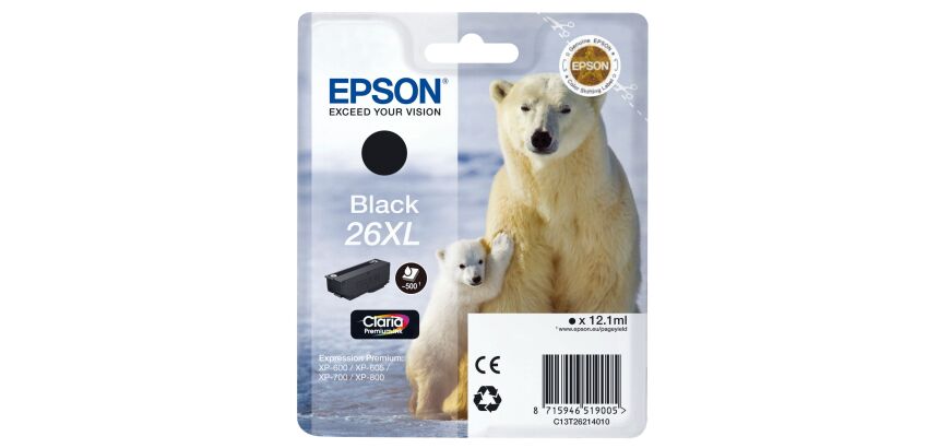 Cartouche Epson noire 26XL haute capacité pour imprimante jet d'encre