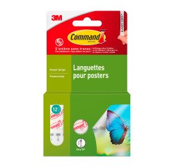 Languettes adhésives Command 3M pour posters - Blister de 12