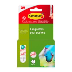 Languettes adhésives Command 3M pour posters - Blister de 12