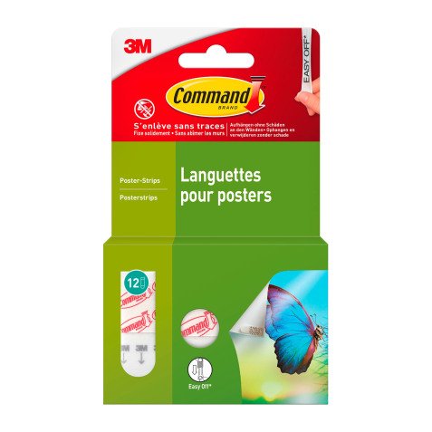 Languettes adhésives Command 3M pour posters - Blister de 12