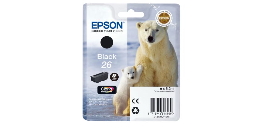 Cartouche Epson 26 noire pour imprimante jet d'encre