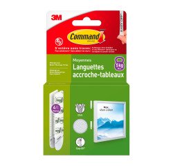 Languettes adhésives command 3M pour tableaux - Blister de 4 x 2