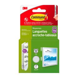 Languettes adhésives Command 3M taille M jusqu'à 5 kg - Blister de 4 x 2