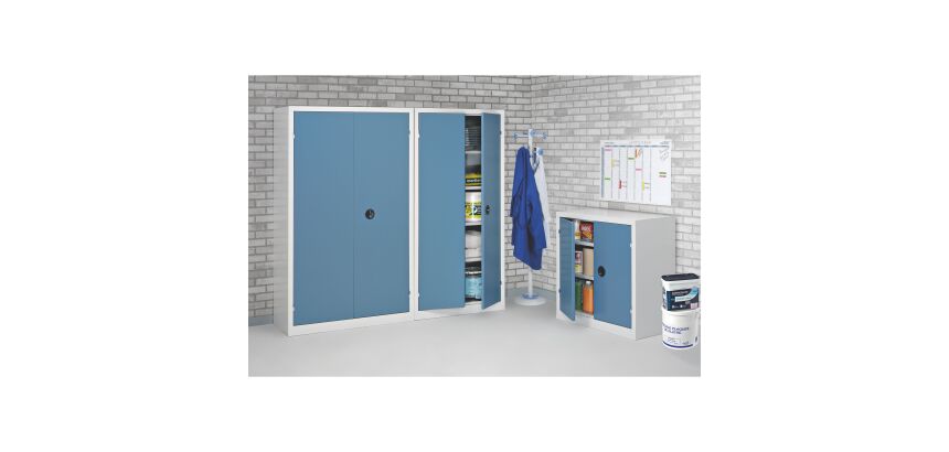 Armoire d'atelier monobloc H 198 x L 100 x P 53 cm corps gris - portes grises