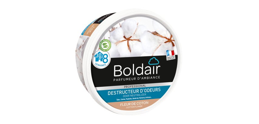 Désodorisant gel Boldair destructeur d'odeurs fleur de coton - Boîte de 300 g