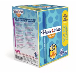 Pack 80 balpennen Papermate Inkjoy 100 met dopje + 20 gratis 