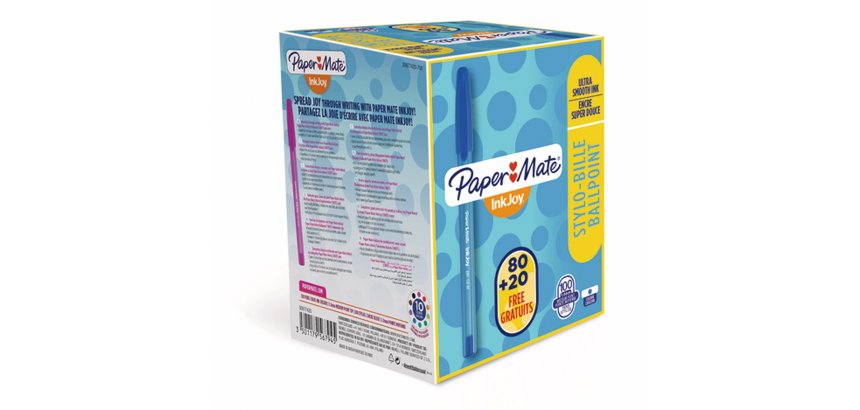 Pack 80 bolígrafos Papermate Inkjoy 100 con capuchón + 20 GRATIS 