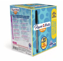 Pack 80 bolígrafos Papermate Inkjoy 100 con capuchón + 20 GRATIS 