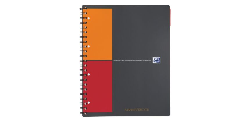 Cahier spirale Oxford International Managerbook A4+ 23 x 29,7 cm - blanc ligné - 160 pages